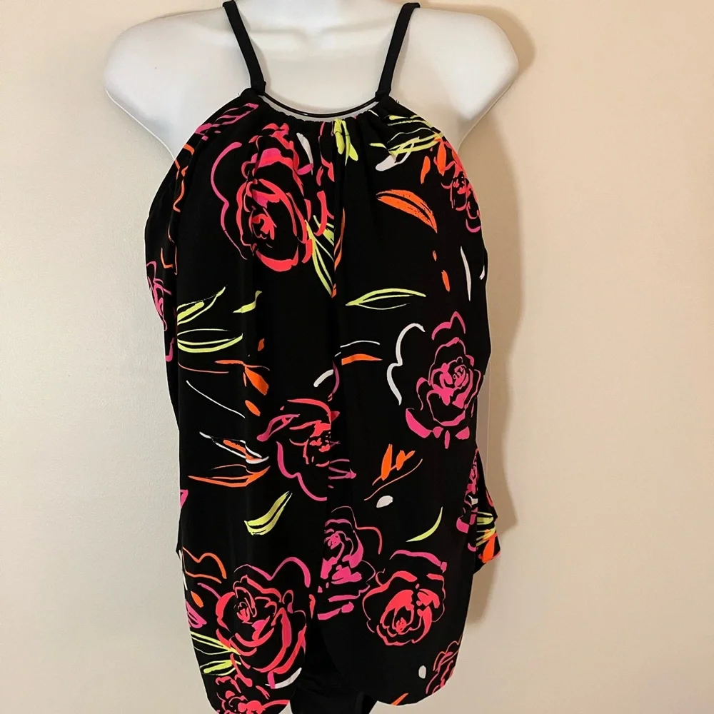 MAGICSUIT TROPICAL PRINT ONE-PIECE SWIMSUIT: BLACK: NWT: SIZE 16 - Picture 5 of 10